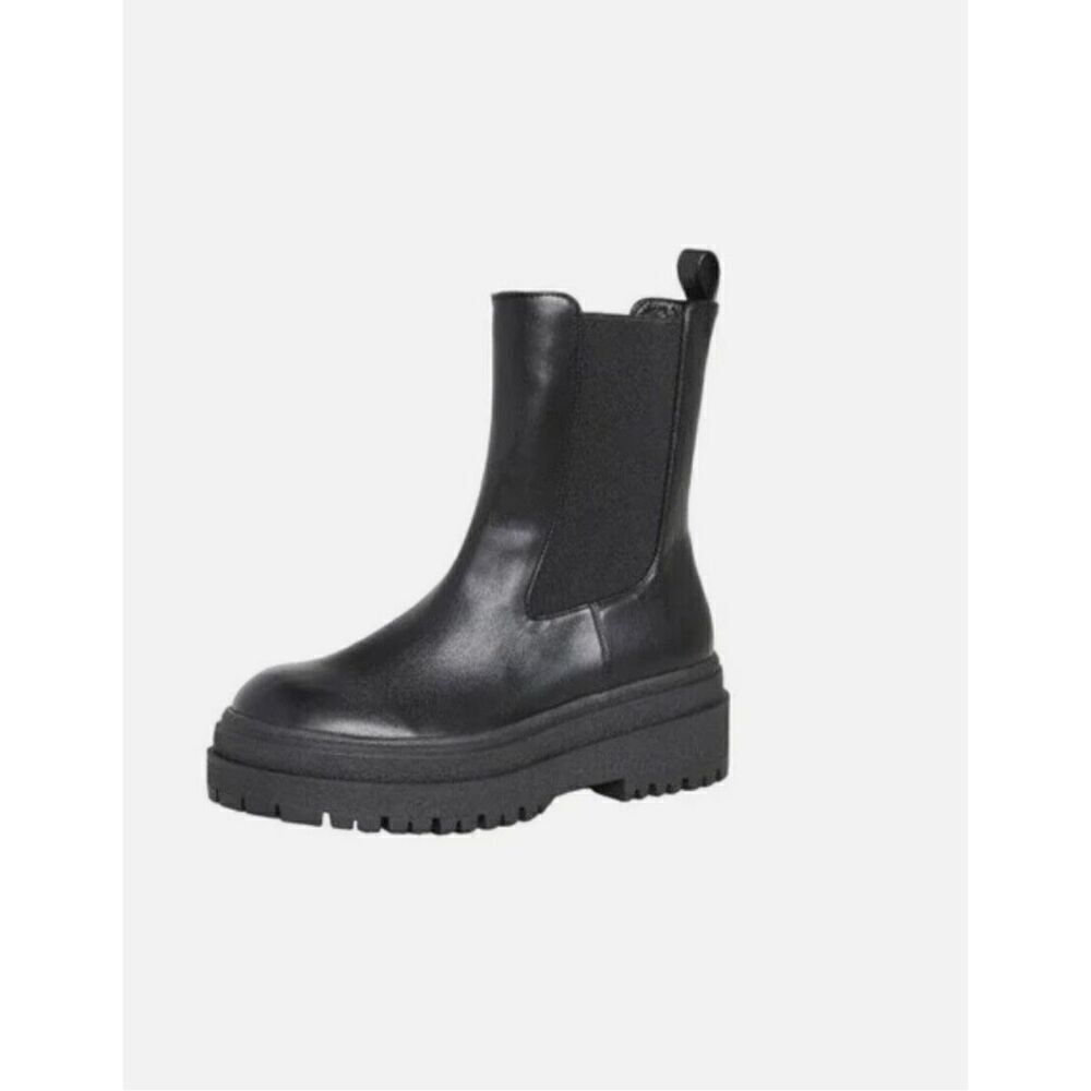 NWOT Good American Chelsea Platform Lug Sole Leather Boots Women’s Size 6.5